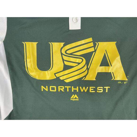 MAJESTIC Cool base Jersey USA Northwest #2 MLB Green And Yellow Small - Picture 3 of 7